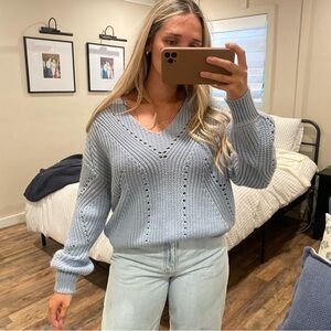 moon & madison Sky Blue V-Neck Sweater